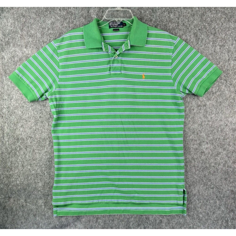 VTG Polo Ralph Lauren Striped Polo Shirt L Green Purple